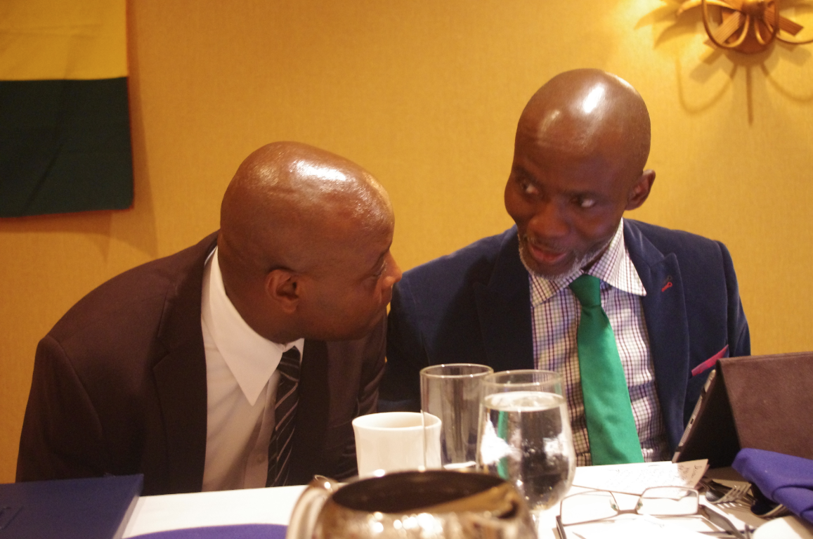 NPP - New York Vice Chairman Kwame Agyemang Budu sharing a point with Gabby Otchere-Darko