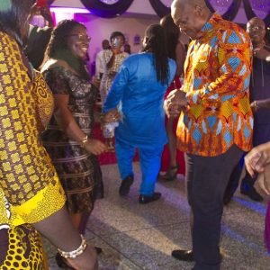 President Mahama dancing with  ex-MUSIGA President Diana Hopeson
